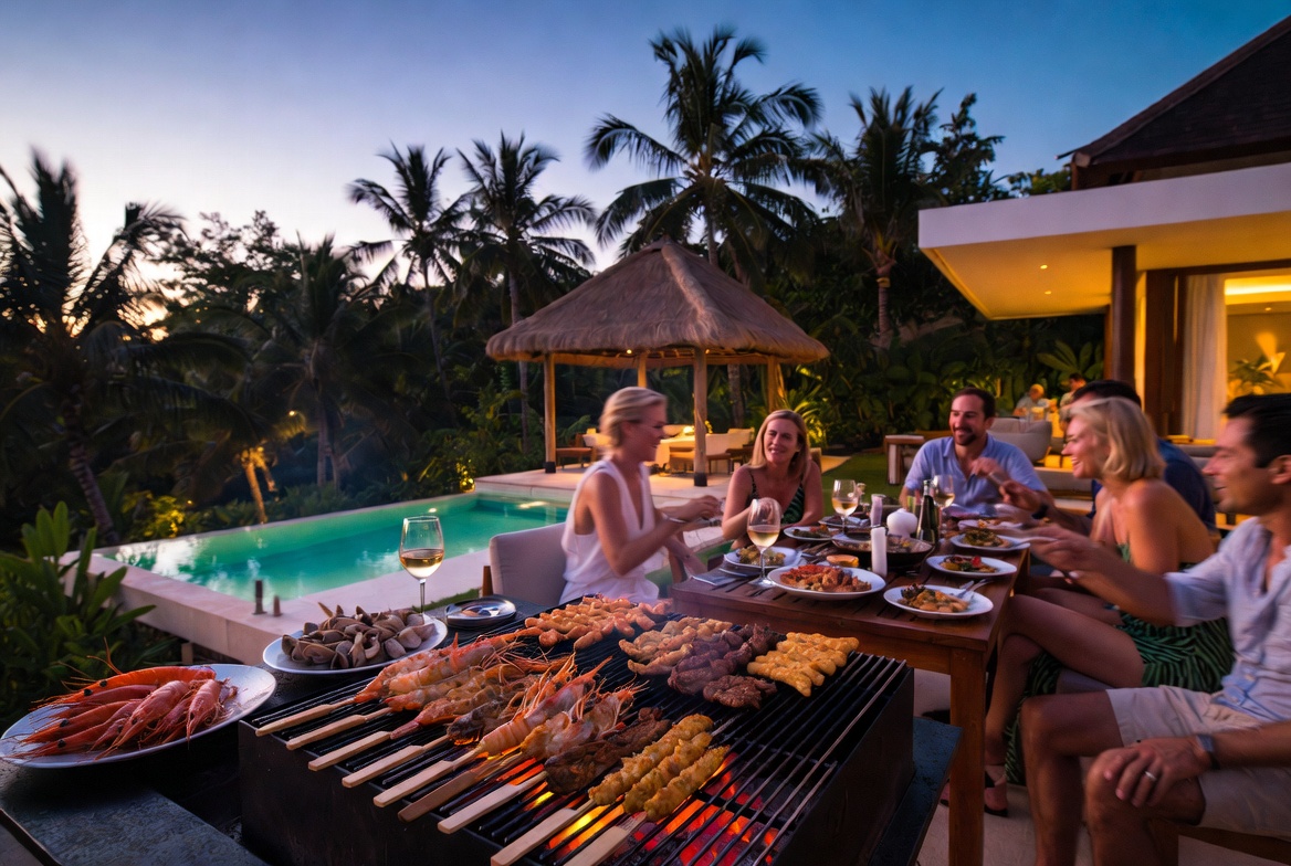 Birthday villa BBQ and dinner party with private chef in Bali