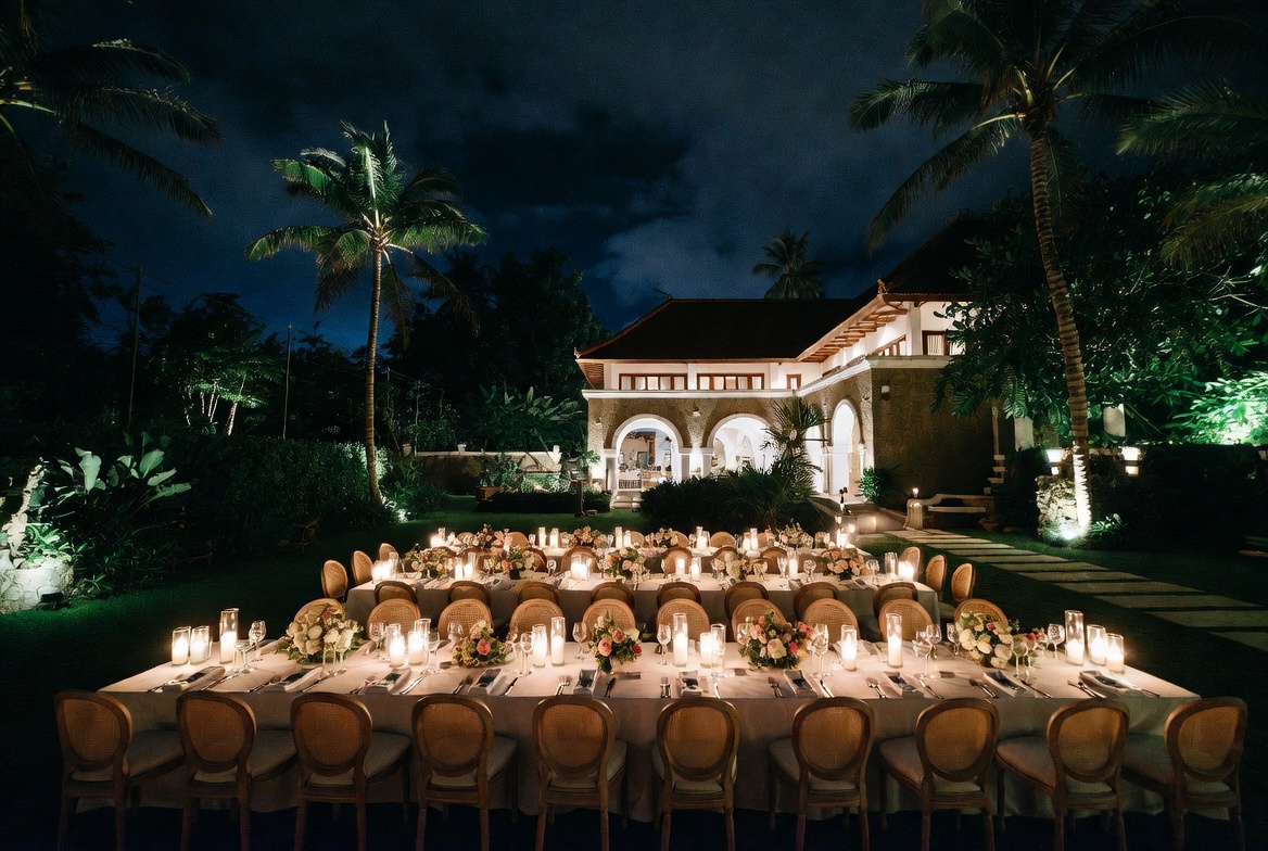 Corporate group dinner at a Bali villa estate with private chef service
